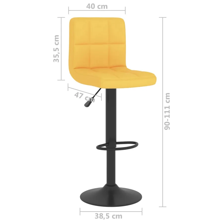 Tabourets de bar lot de 2 jaune moutarde tissu - 10