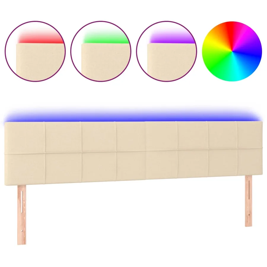 Tête de lit à LED Crème 160x5x78/88 cm Tissu - 2