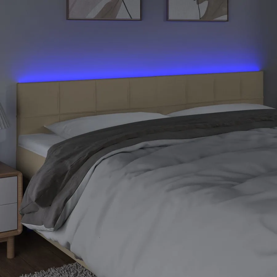 Tête de lit à LED Crème 160x5x78/88 cm Tissu - 3