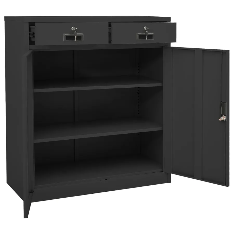 Armoire de bureau Anthracite 90x40x102 cm Acier - 6