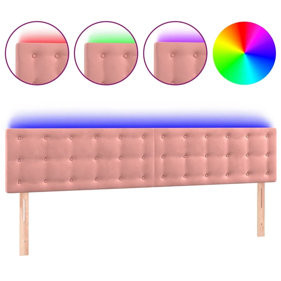 Tête de lit à LED Rose 160x5x78/88 cm Velours - 2
