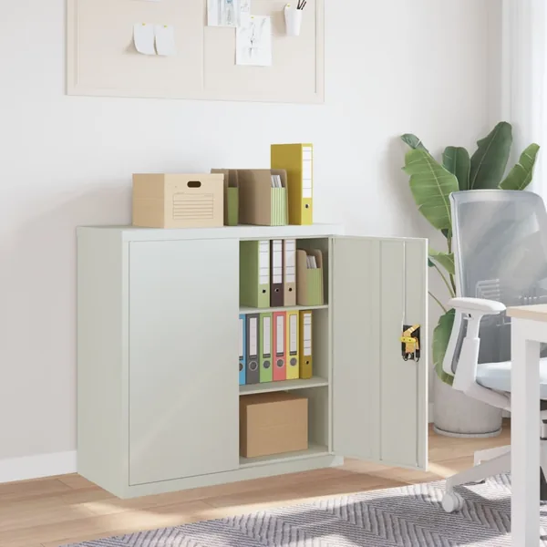 Armoire de bureau avec 2 portes Gris 90 cm Acier