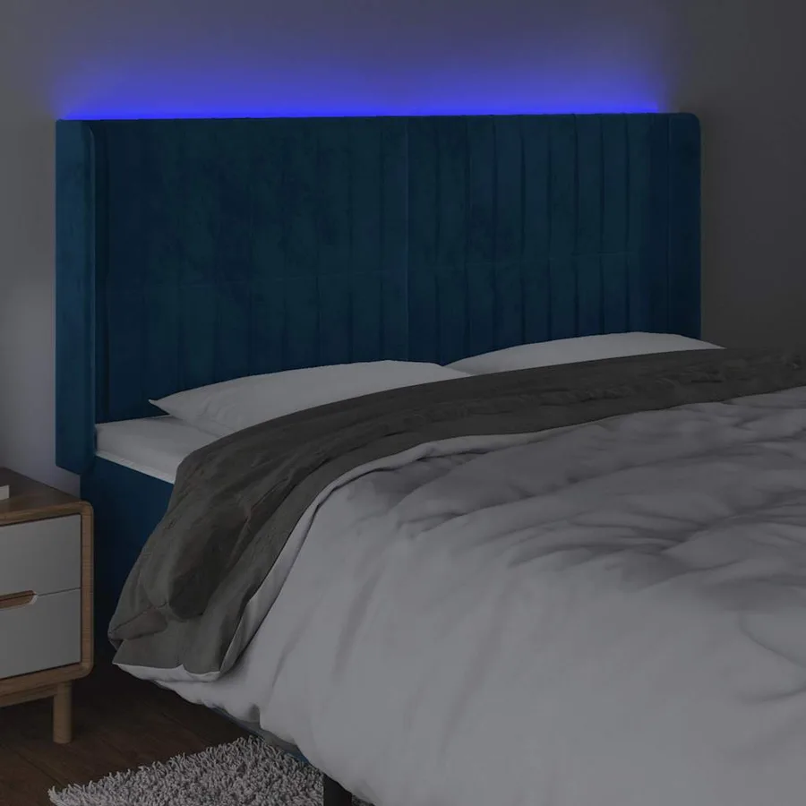 Tête de lit à LED Bleu foncé 183x16x118/128 cm Velours - 4