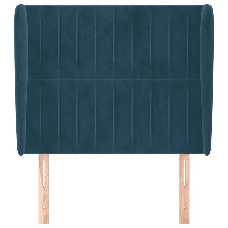 Tête de lit avec oreilles Bleu foncé 93x23x118/128 cm Velours - 3