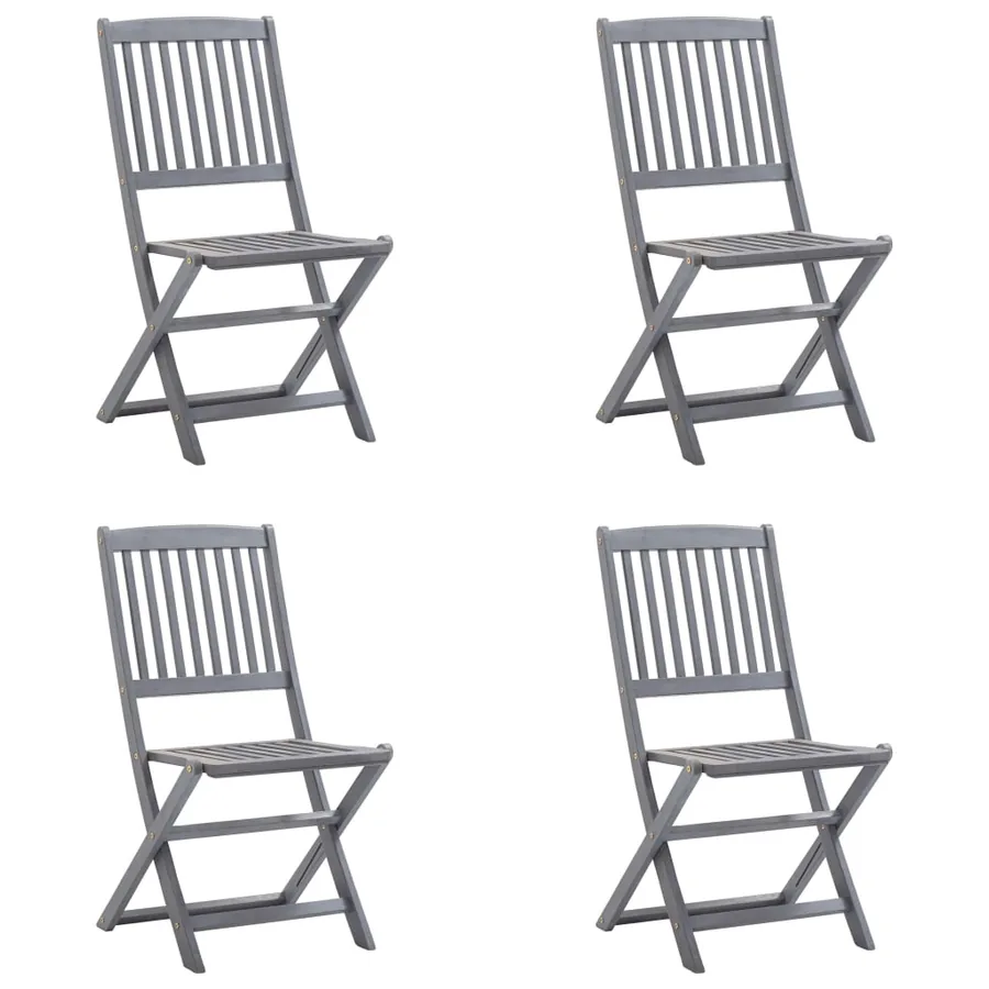 Chaises pliables d'extérieur lot de 4 et coussins Bois d'acacia - 3
