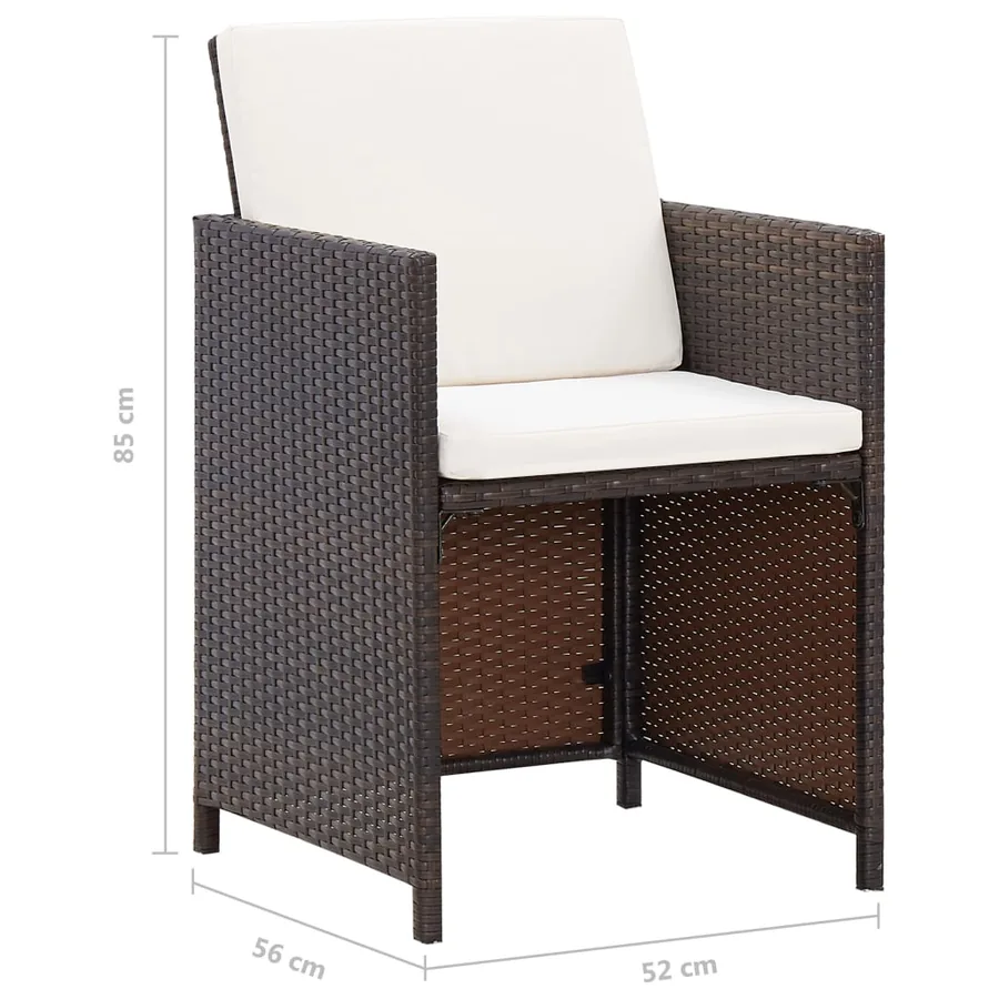 Ensemble à manger d'extérieur et coussins 13 pcs Résine tressée - 18