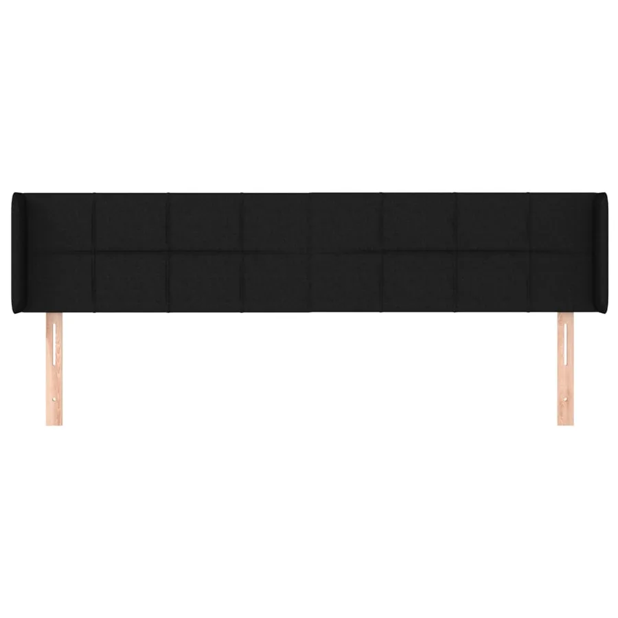 Tête de lit avec oreilles Noir 183x16x78/88 cm Tissu - 3