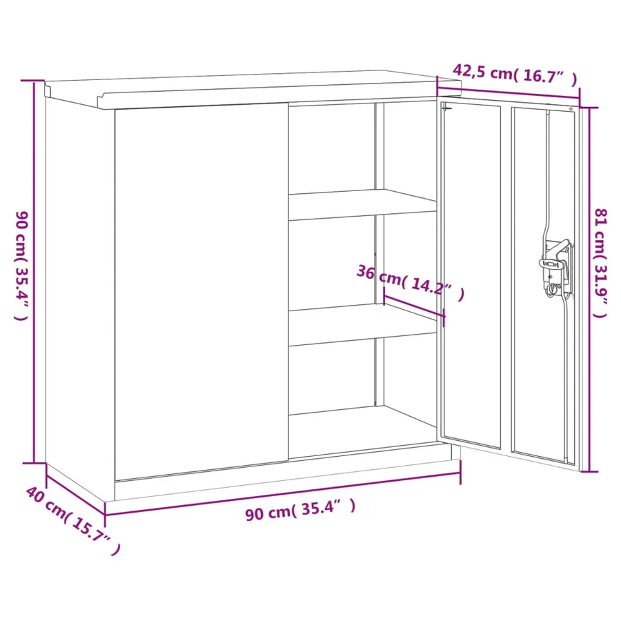 Classeur anthracite 90x40x90 cm acier - 10