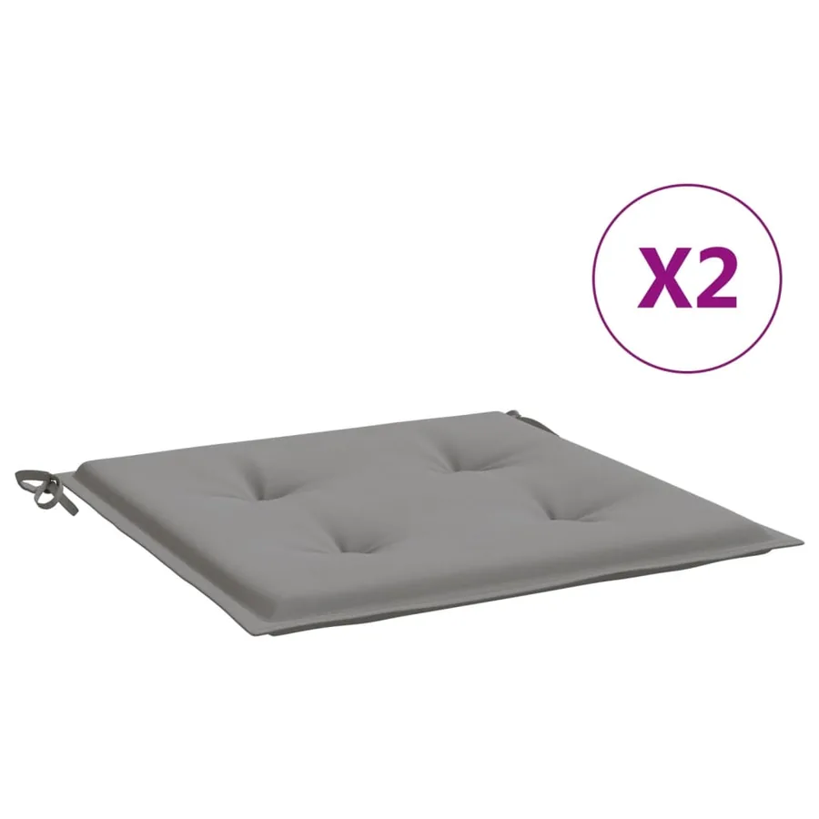 Coussins de chaise de jardin lot de 2 gris 50x50x4 cm - 2