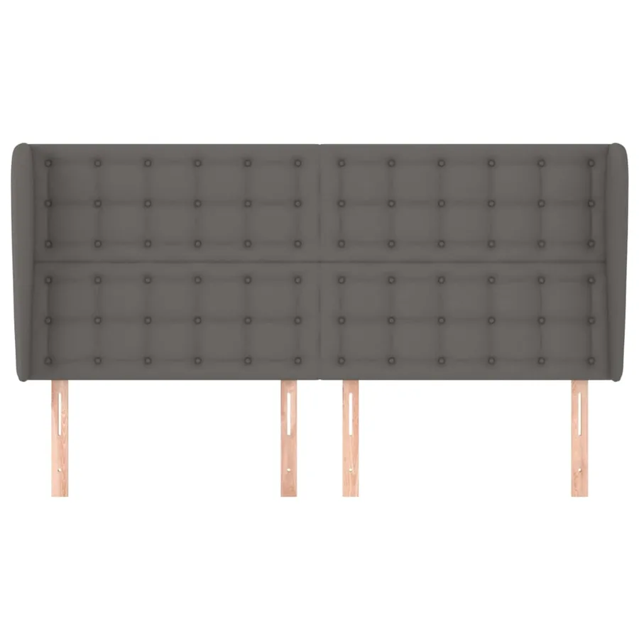Tête de lit avec oreilles Gris 163x23x118/128 cm Similicuir - 3