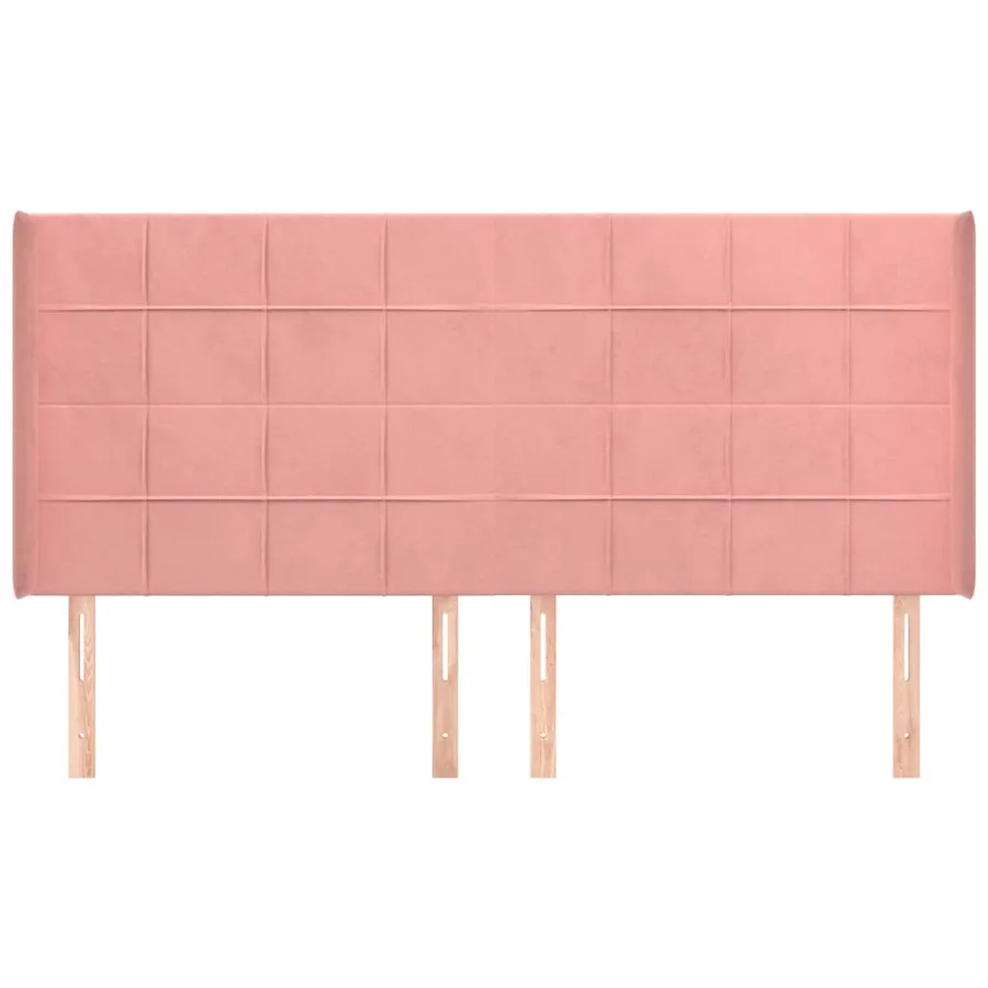Tête de lit avec oreilles Rose 183x16x118/128 cm Velours - 3