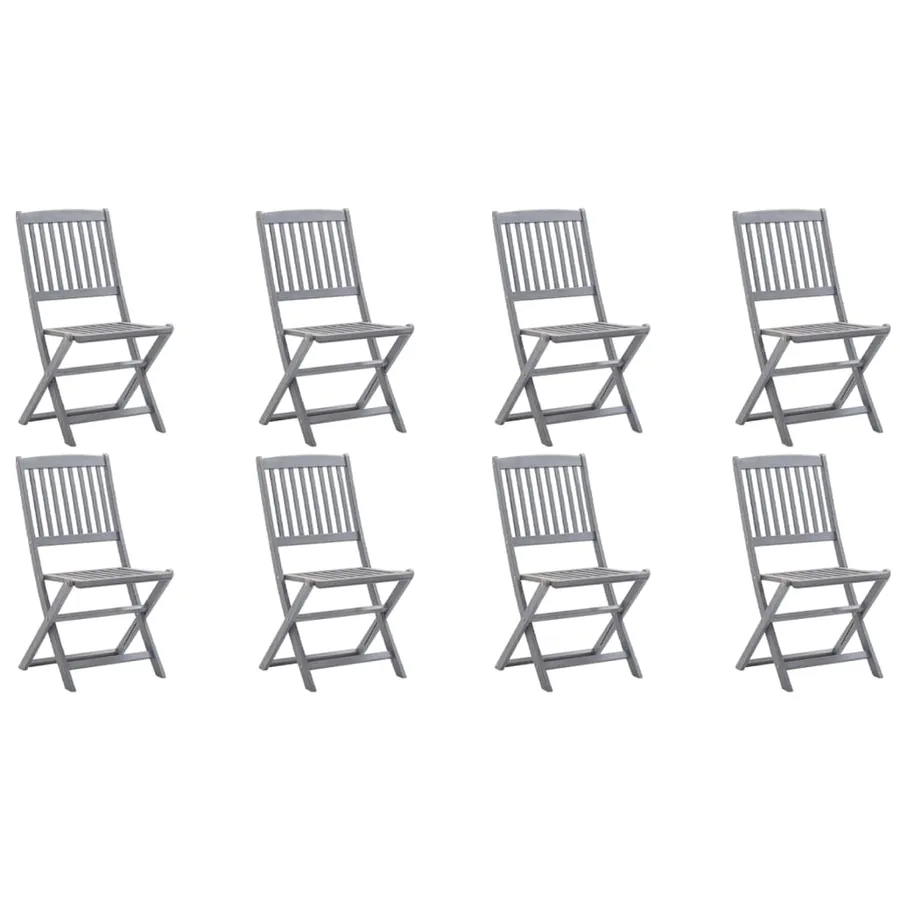 Chaises pliables d'extérieur lot de 8 et coussins Bois d'acacia - 2