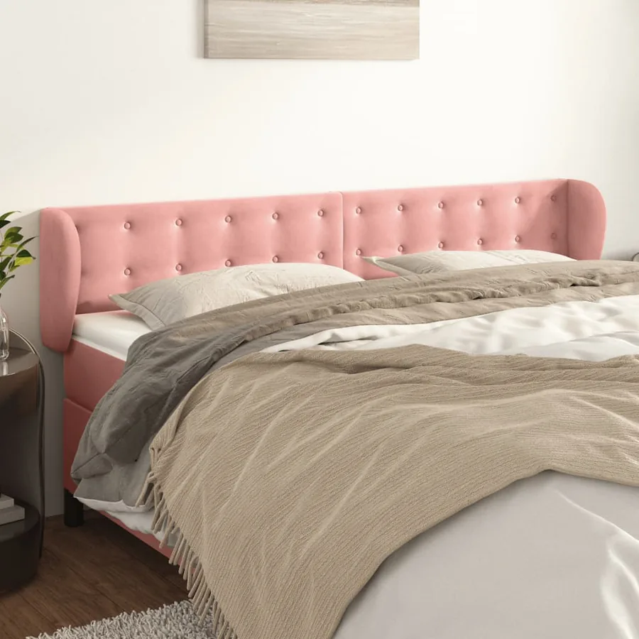 Tête de lit avec oreilles Rose 163x23x78/88 cm Velours