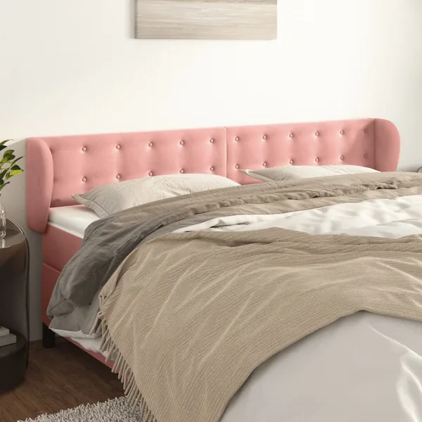 Tête de lit avec oreilles Rose 163x23x78/88 cm Velours