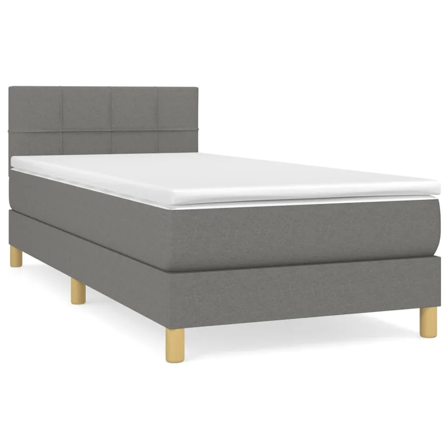Sommier à lattes de lit avec matelas Gris foncé 80x200 cm Tissu - 2