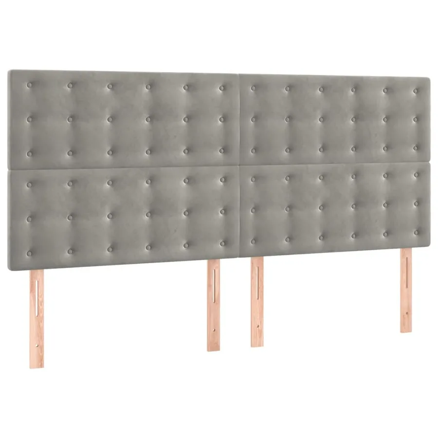 Tête de lit Gris clair 200x5x118/128 cm Velours - 2