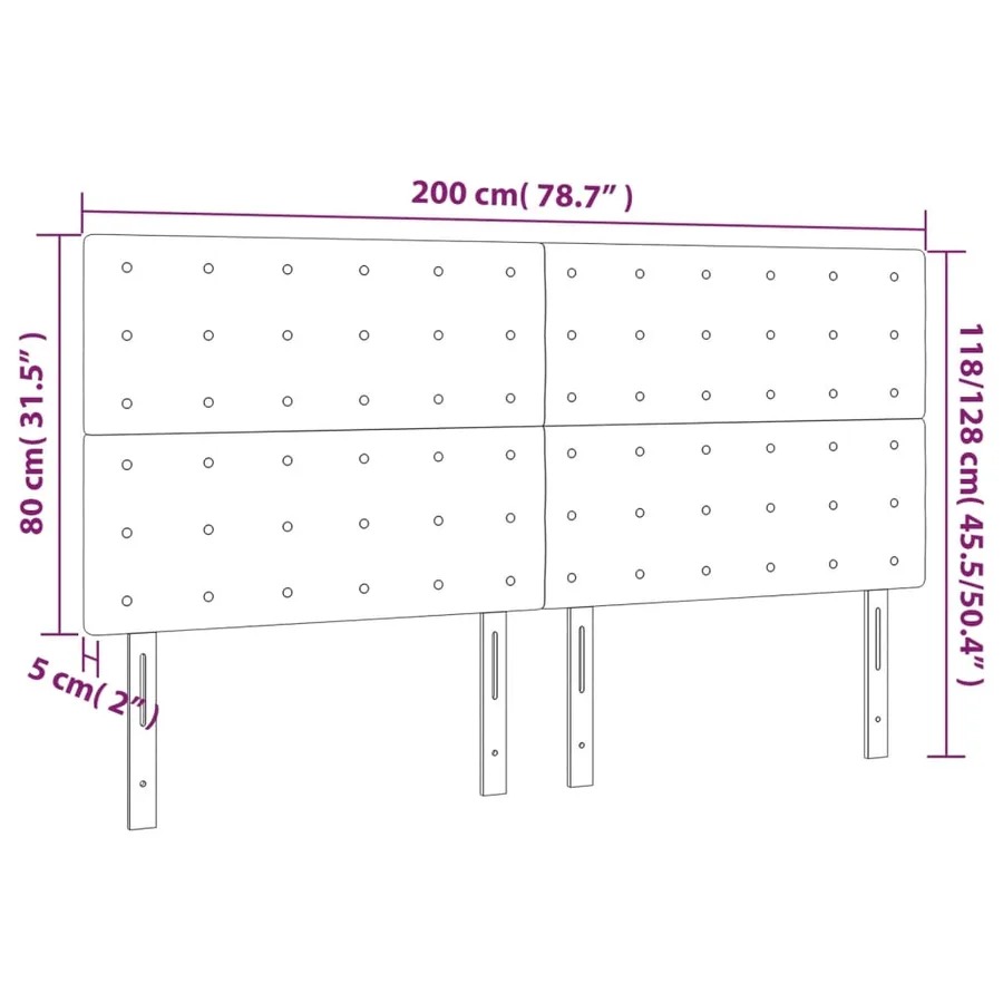 Tête de lit Gris clair 200x5x118/128 cm Velours - 8