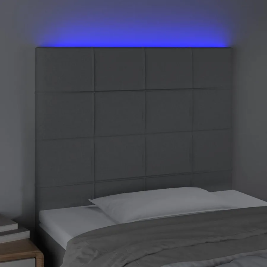 Tête de lit à LED Gris clair 100x5x118/128 cm Tissu - 3