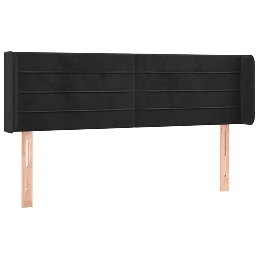 Tête de lit avec oreilles Noir 147x16x78/88 cm Velours - 2