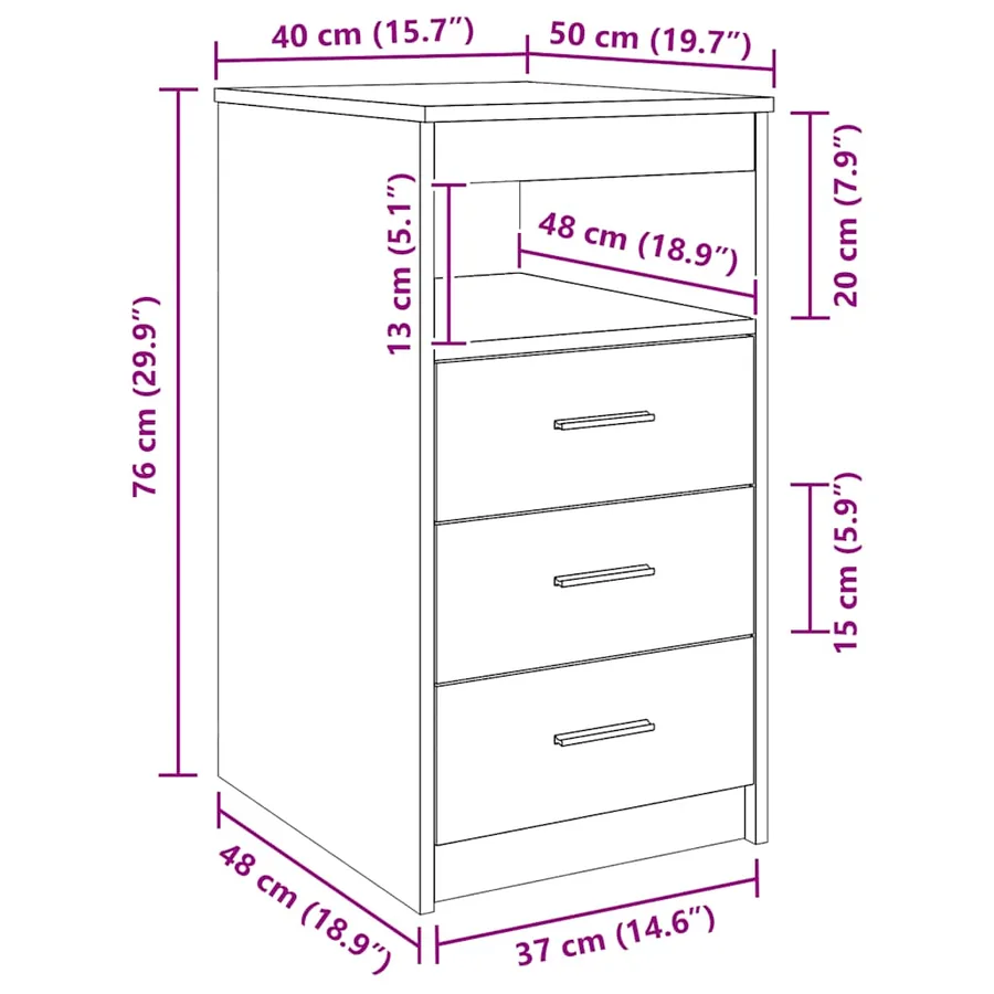 Armoire à tiroirs Sonoma gris 40x50x76 cm Bois d'ingénierie - 8