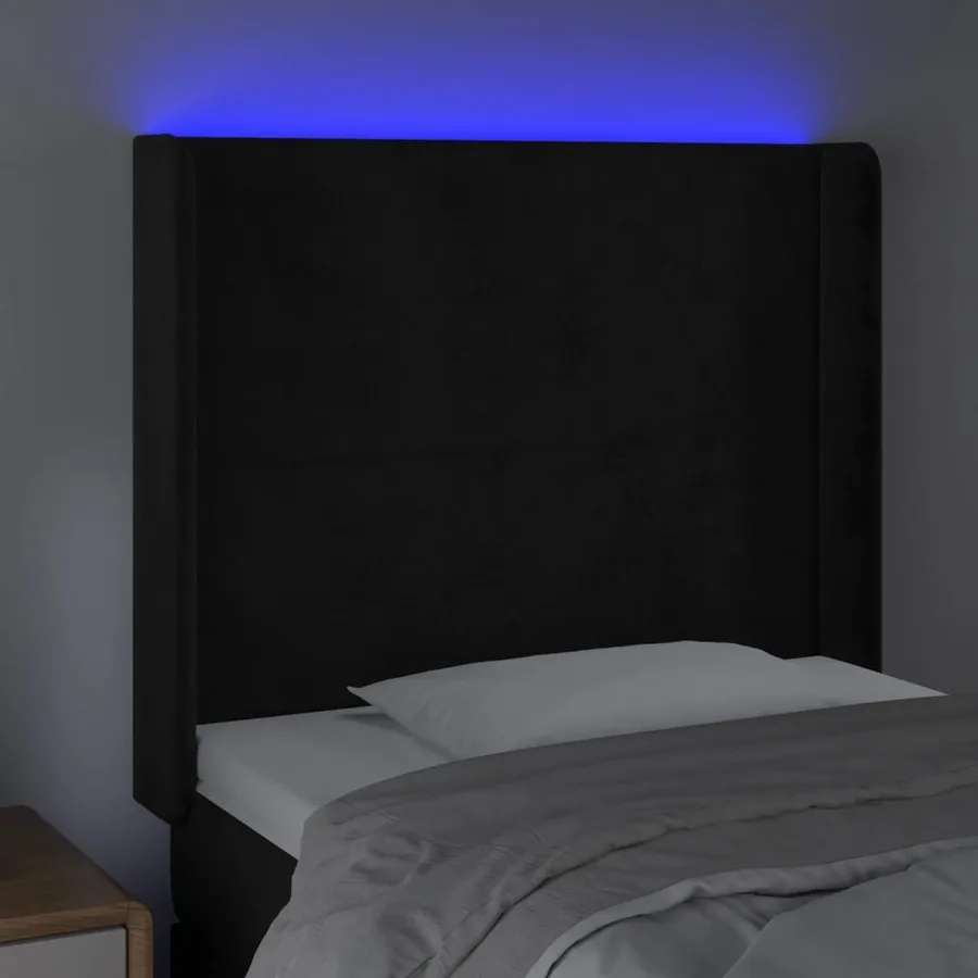 Tête de lit à LED Noir 103x16x118/128 cm Velours - 4