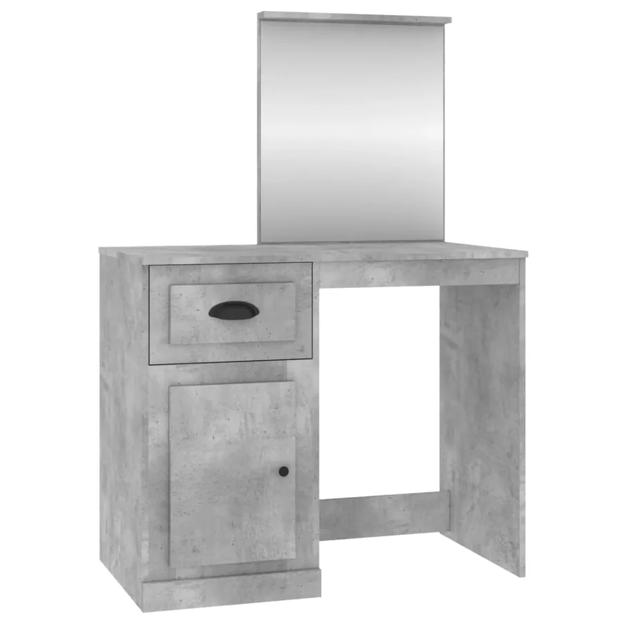 Coiffeuse et miroir gris béton 90x50x132,5 cm bois d'ingénierie - 2