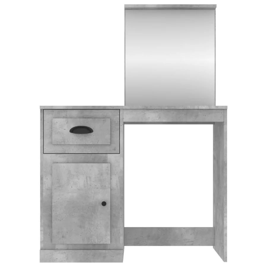 Coiffeuse et miroir gris béton 90x50x132,5 cm bois d'ingénierie - 6