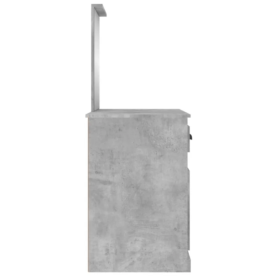 Coiffeuse et miroir gris béton 90x50x132,5 cm bois d'ingénierie - 8