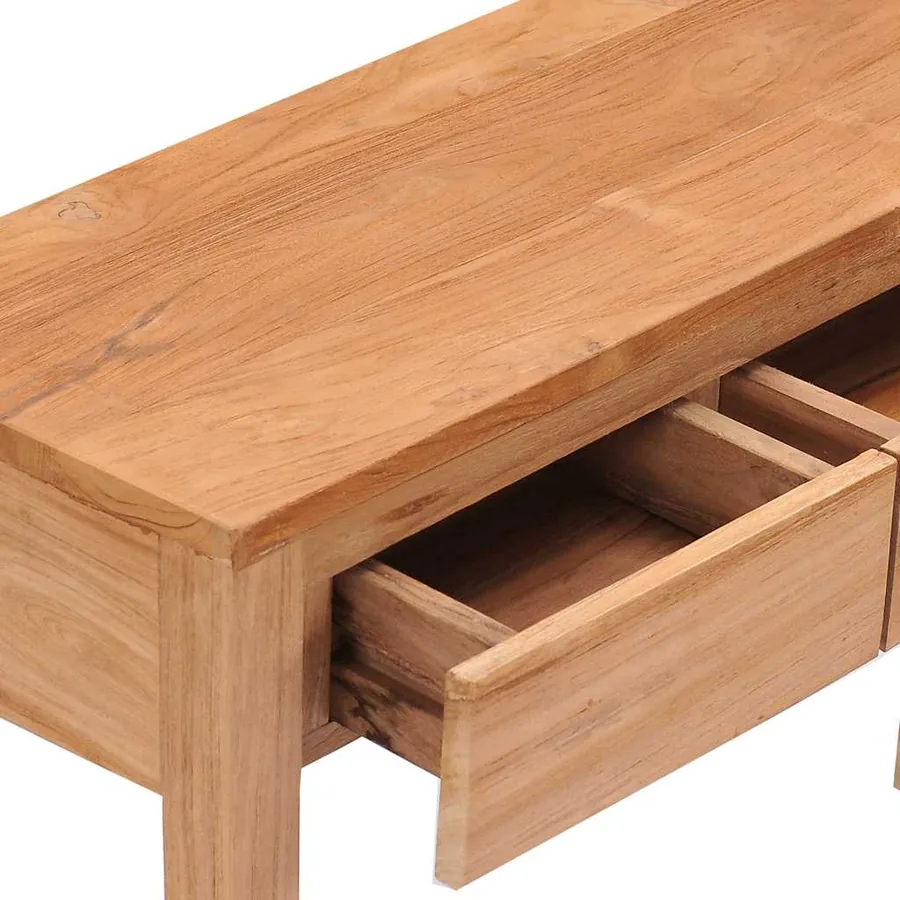 Table console 110x35x75 cm bois de teck solide - 6