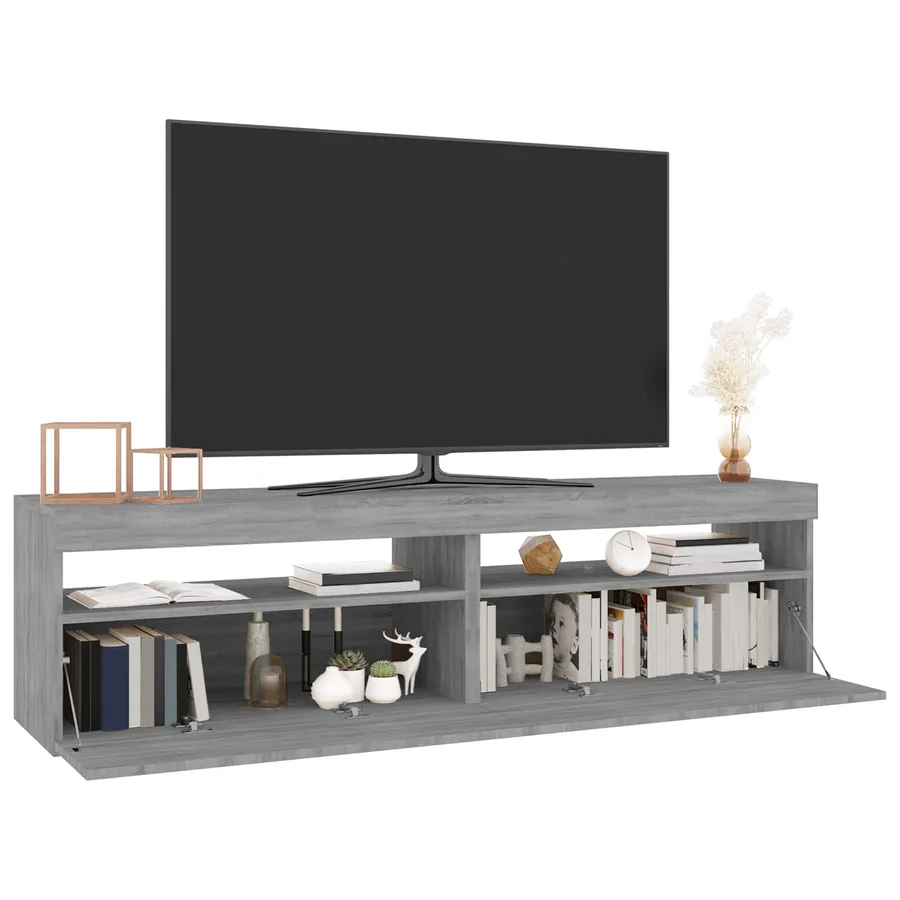 Meubles TV avec lumières LED 2 pcs Sonoma gris 75x35x40 cm - 2
