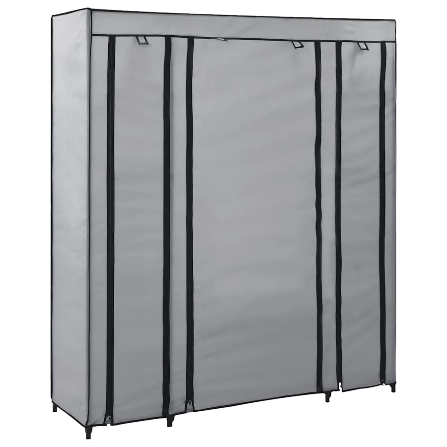 Armoire avec compartiments et tiges Gris 150x45x176 cm Tissu