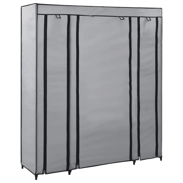 Armoire avec compartiments et tiges Gris 150x45x176 cm Tissu