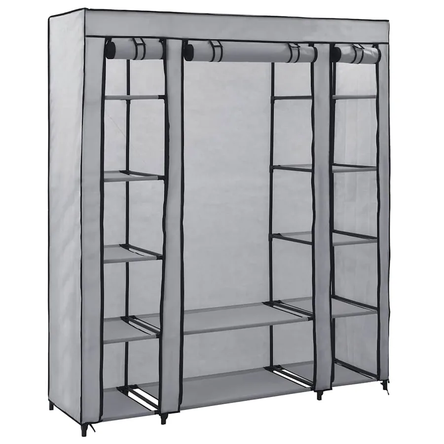 Armoire avec compartiments et tiges Gris 150x45x176 cm Tissu - 2