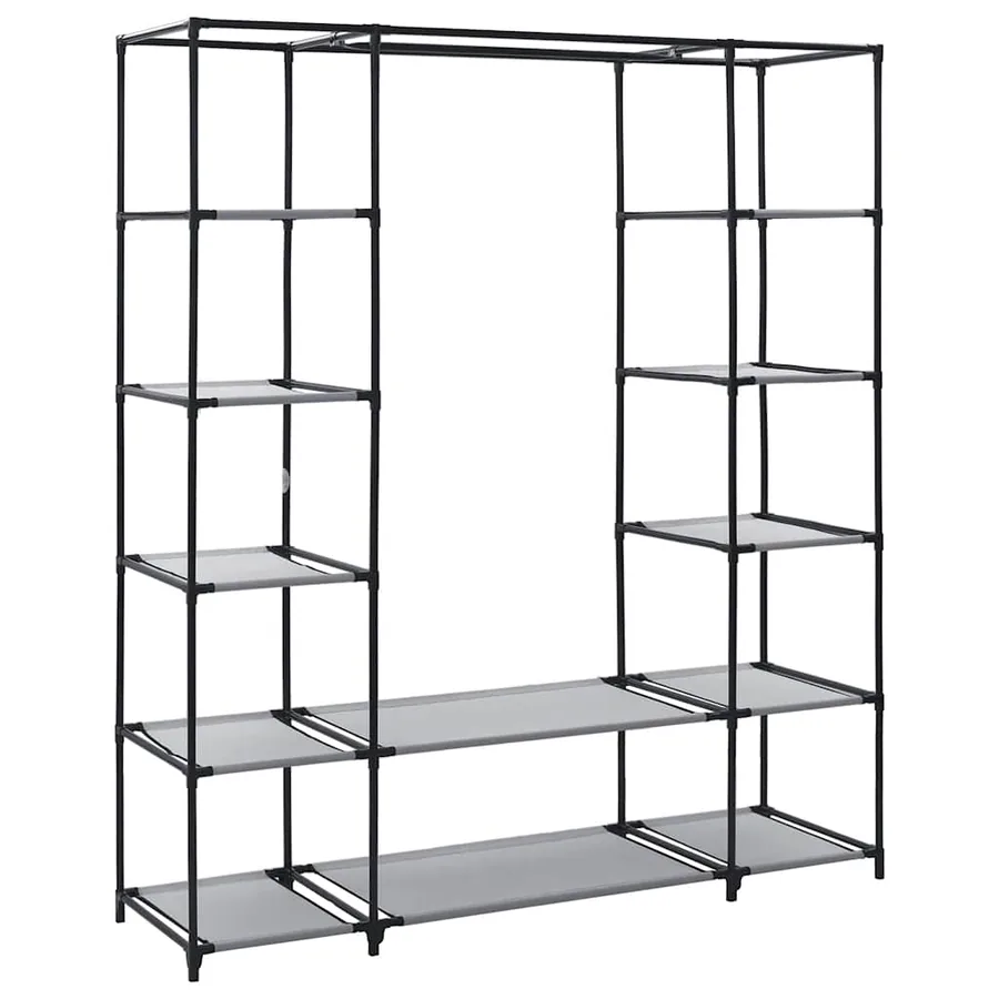 Armoire avec compartiments et tiges Gris 150x45x176 cm Tissu - 3