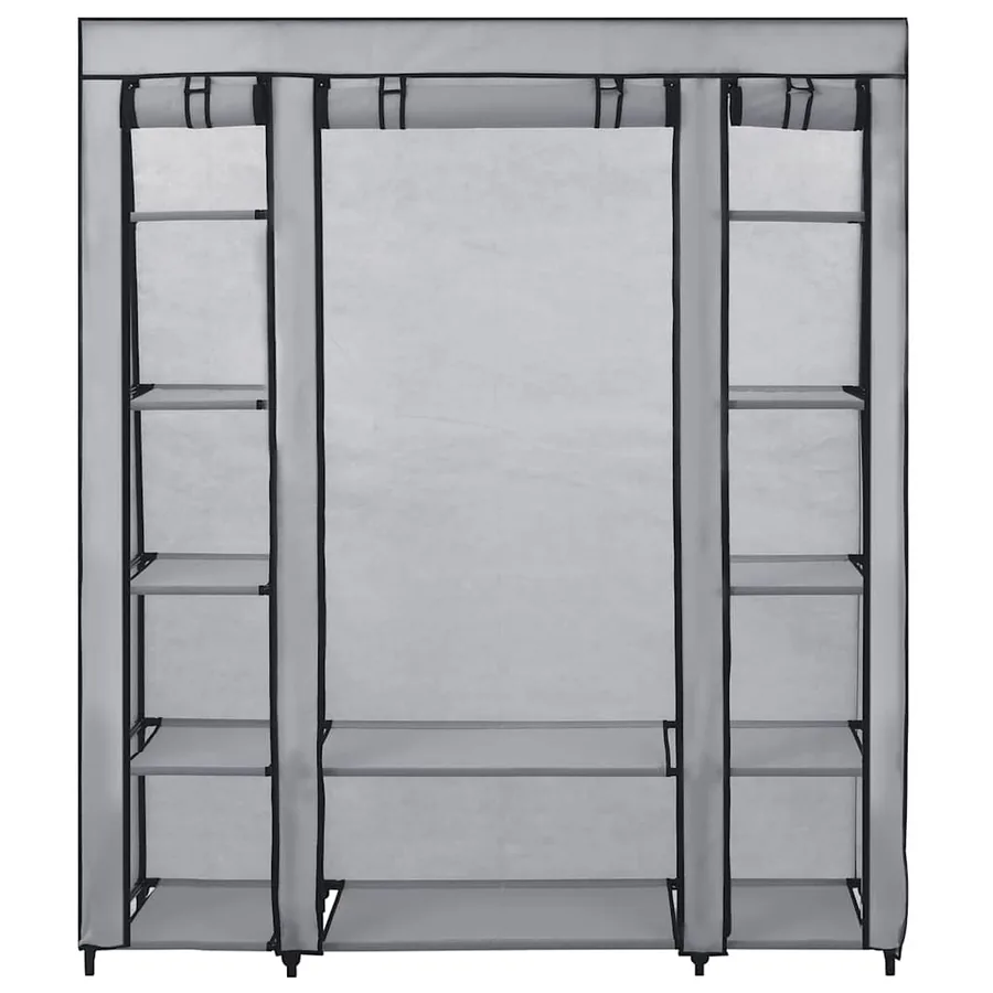 Armoire avec compartiments et tiges Gris 150x45x176 cm Tissu - 4