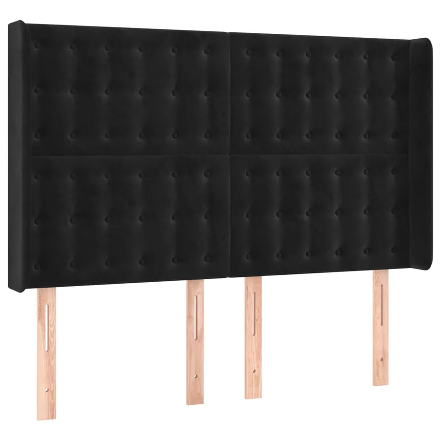 Tête de lit avec oreilles Noir 147x16x118/128 cm Velours - 2