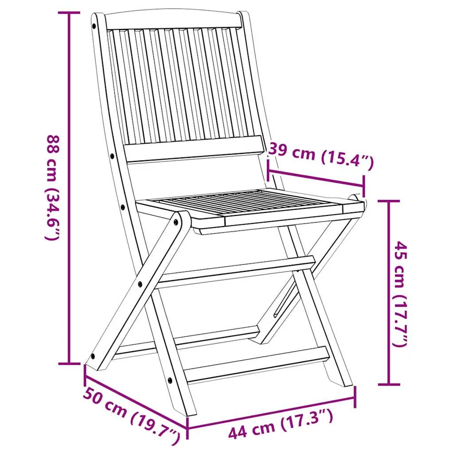 Chaises pliables d'extérieur lot de 8 Bois d'acacia solide - 7
