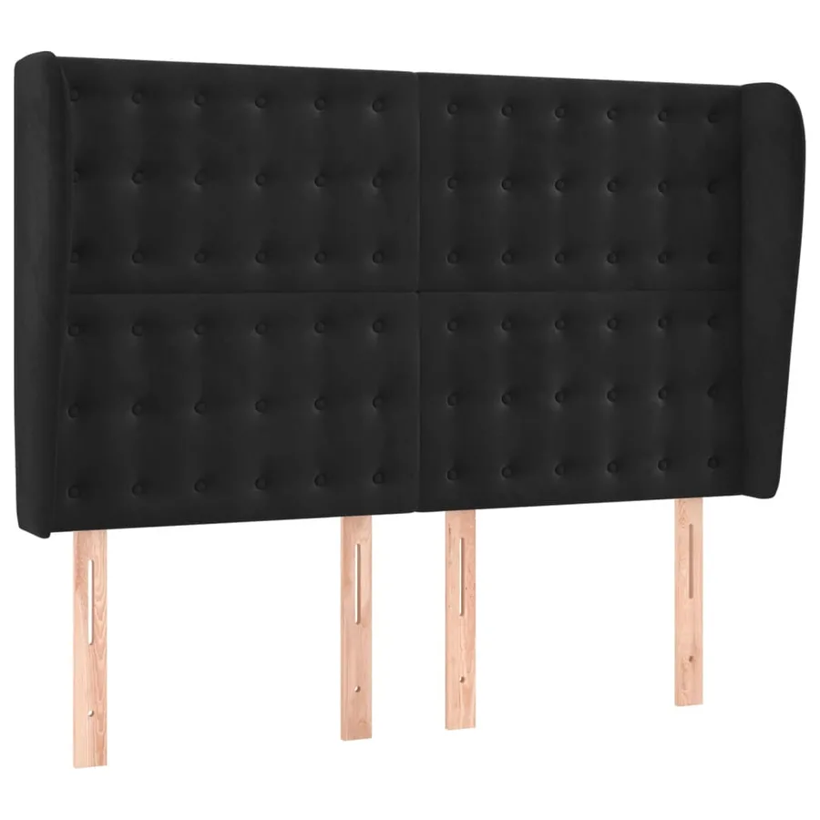 Tête de lit avec oreilles Noir 147x23x118/128 cm Velours - 2
