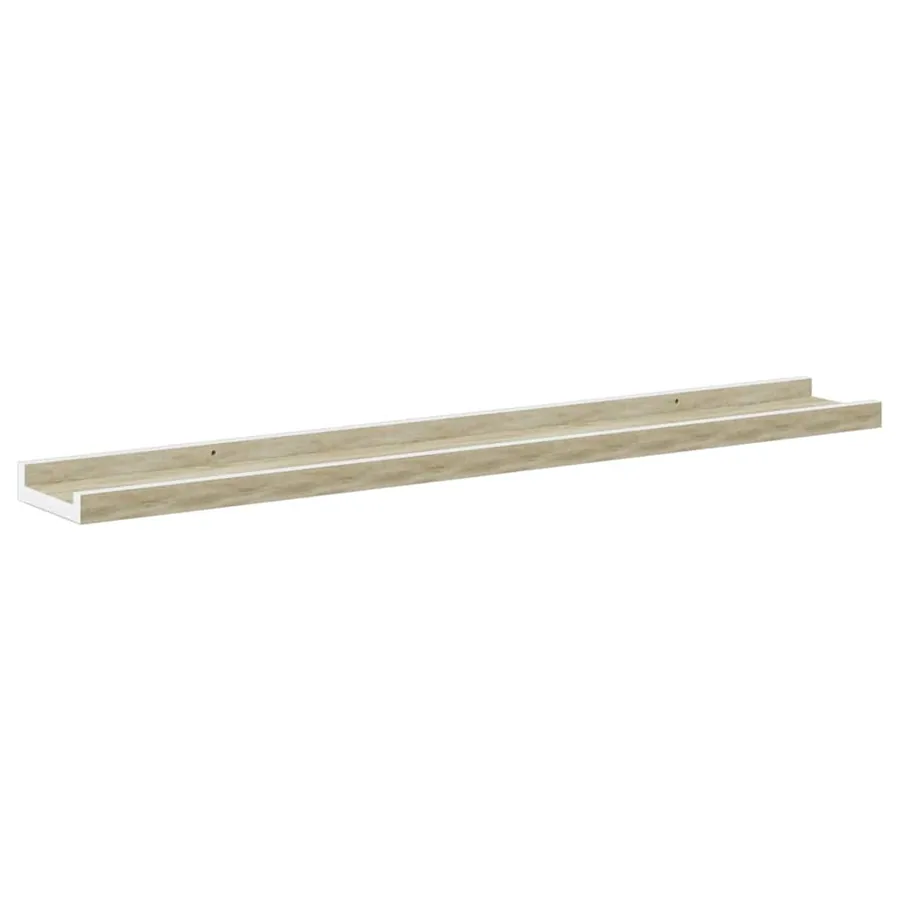 Étagères murales 2 pcs blanc et chêne sonoma 80x9x3 cm - 5
