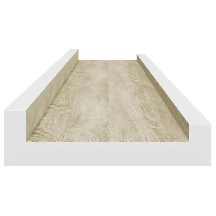 Étagères murales 2 pcs blanc et chêne sonoma 80x9x3 cm - 7