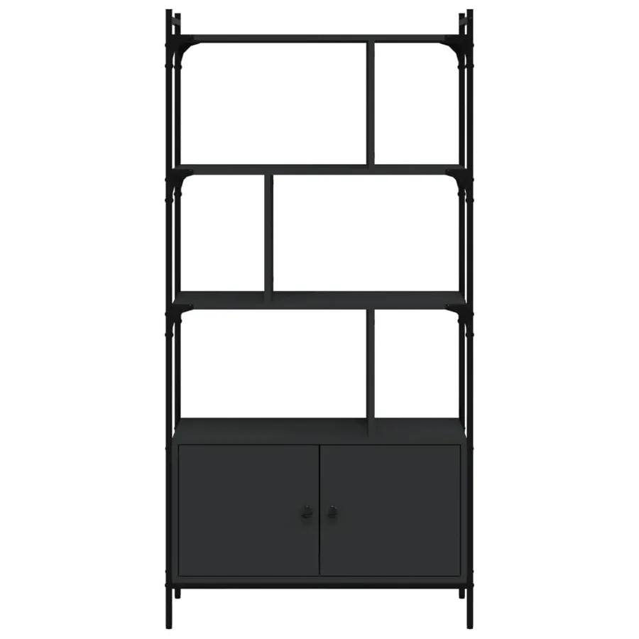 Bibliothèque avec portes noir 76,5x30x154,5cm bois d'ingénierie - 5
