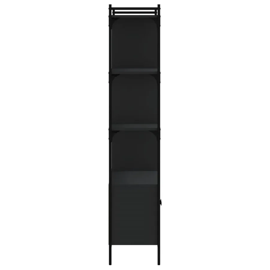 Bibliothèque avec portes noir 76,5x30x154,5cm bois d'ingénierie - 6