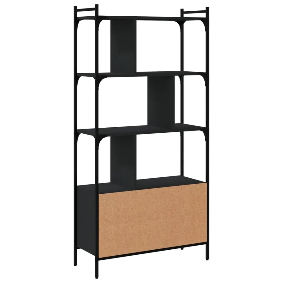 Bibliothèque avec portes noir 76,5x30x154,5cm bois d'ingénierie - 7