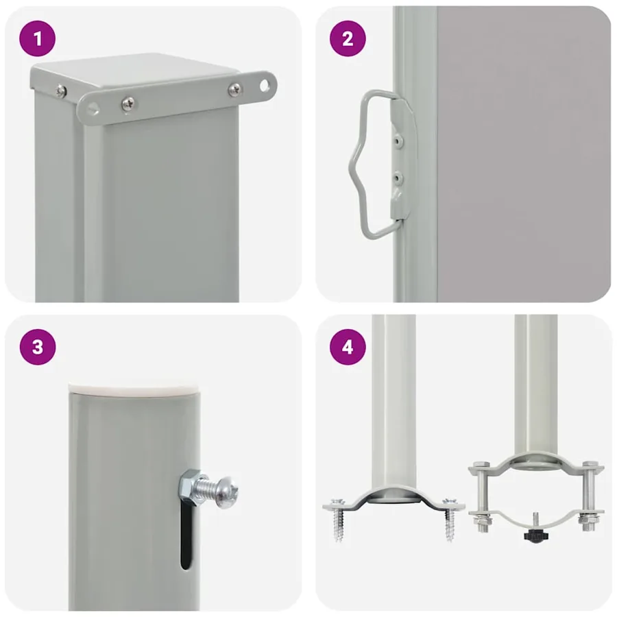 Auvent latéral rétractable de patio 140 x 300 cm Gris - 10