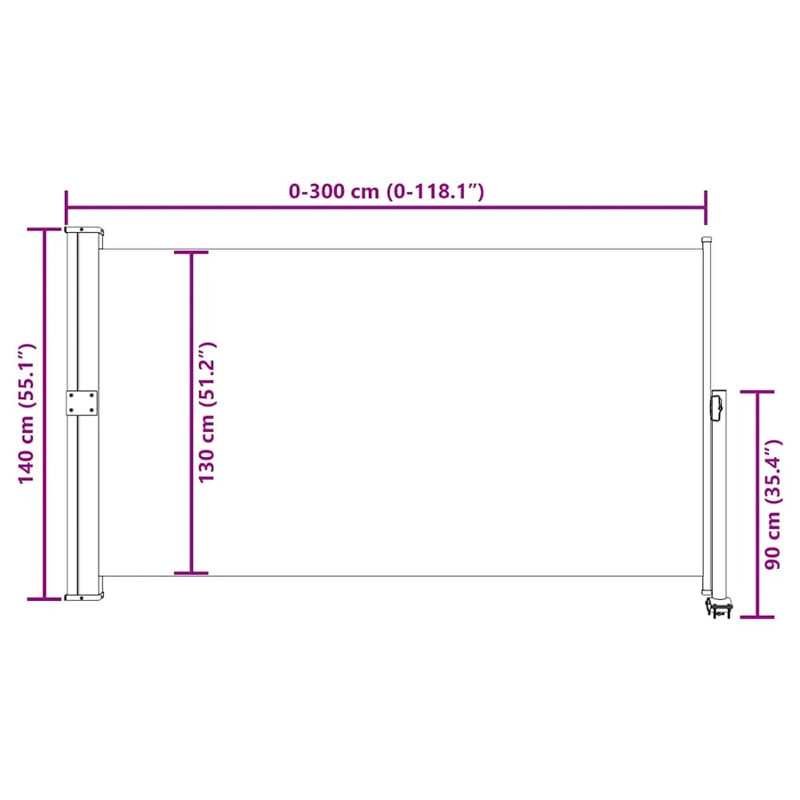 Auvent latéral rétractable de patio 140 x 300 cm Gris - 11