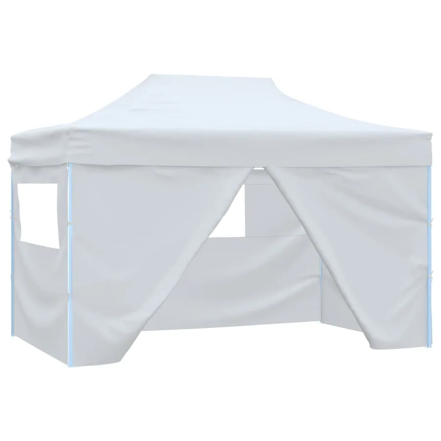 Tente pliable de réception avec 4 parois 3 x 4,5 m Blanc