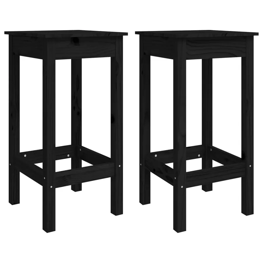 Chaises de bar lot de 2 noir 40x40x78 cm bois de pin solide - 2