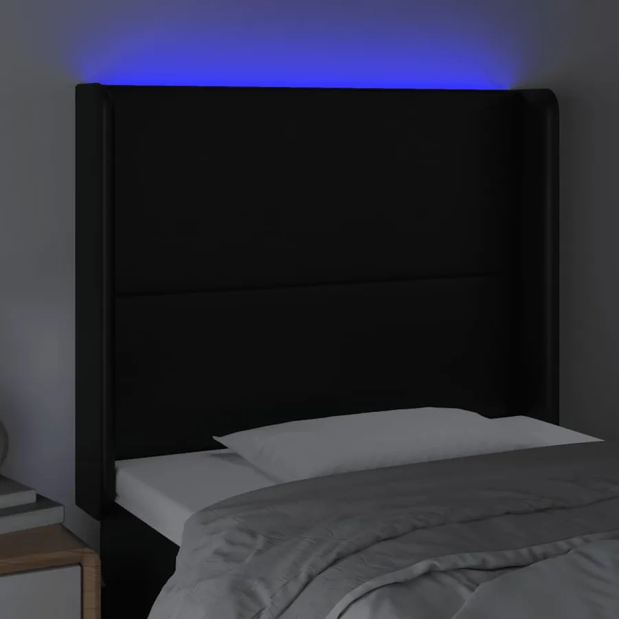 Tête de lit à LED Noir 93x16x118/128 cm Similicuir - 4