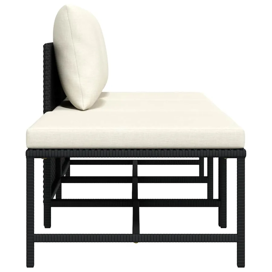 Canapés de jardin 3 pcs avec coussins Noir Résine tressée - 5
