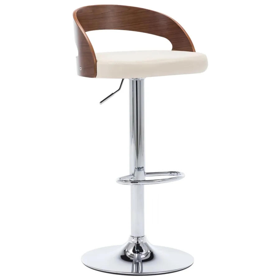 Tabourets de bar lot de 2 crème similicuir et bois courbé - 3